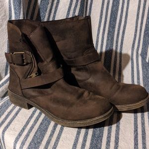 Brown moto style boots